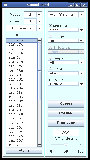 [screenshot of Atom Visibility panel]